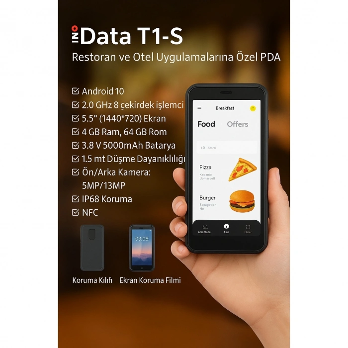 IDATA T1S 5.5 WIFI ANDROID 10 4GB-RAM/64GB-ROM EL TERMİNALI