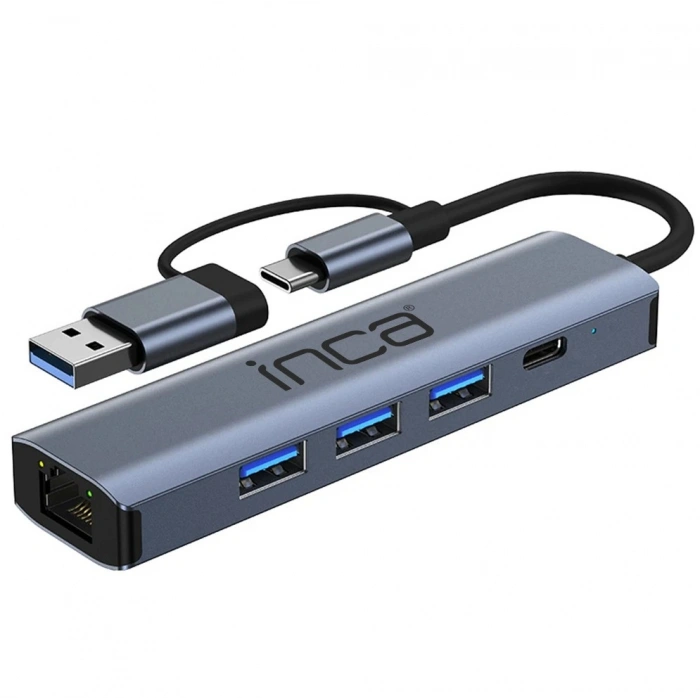 INCA Gigabit USB Çoklayıcı USB 3.0,TYPEC Ethernet IUTP-5T