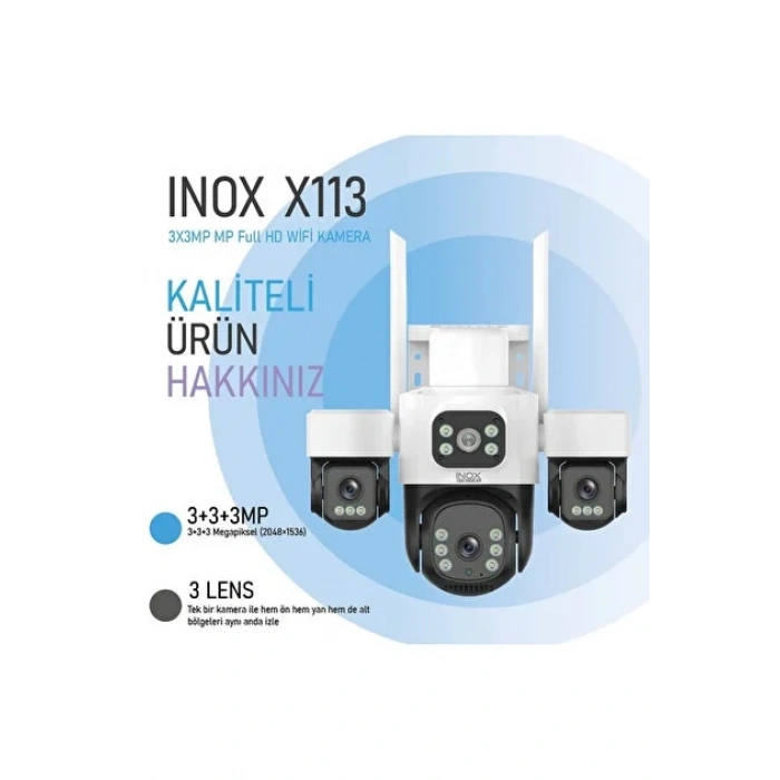 INOX 3+3+3MP X113 3 Lensli PTZ Wıfı Kamera
