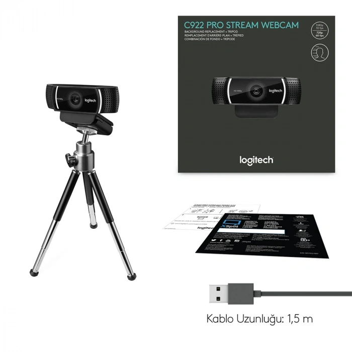 LOGITECH C922 Pro Stream 1920x1080 Web Kamerası (960-001088)