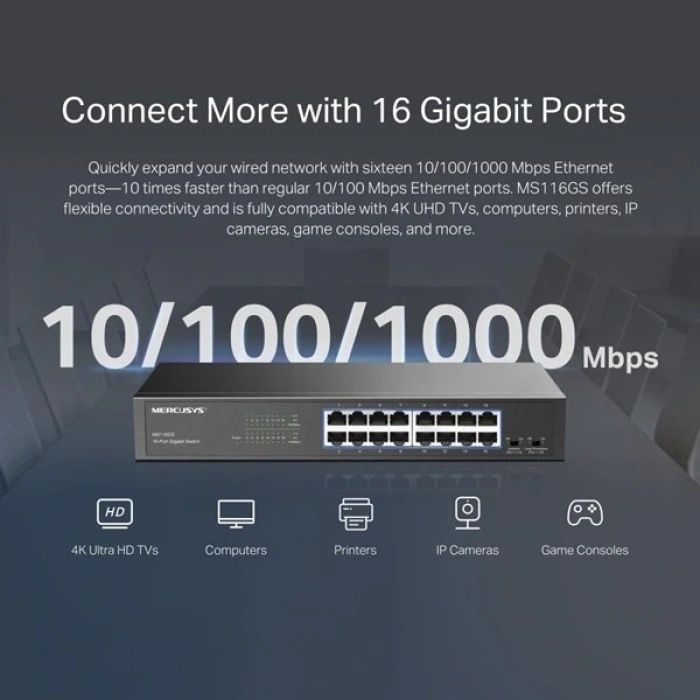 MERCUSYS 16port MS116GS GIGABIT YÖNETİLEMEZ SWITCH