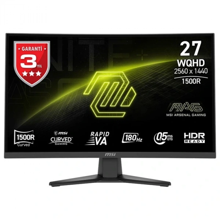 MSI 27 RAPID VA MAG 275CQF E15 0.5MS 180HZ HDMI-DP KAVISLI GAMING MONİTÖR 2560X1440