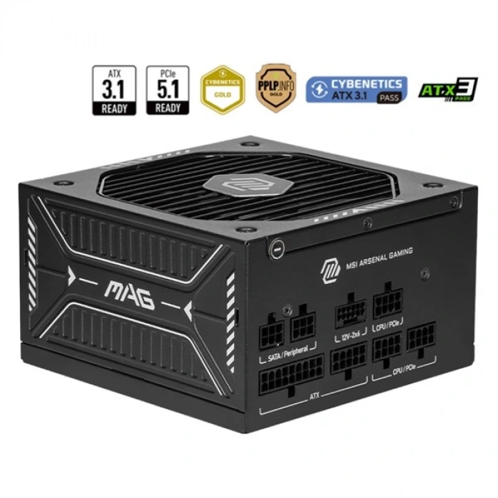 MSI 750W 80+ GOLD MAG A750GLS PCIE 5.1 POWER SUPPLY