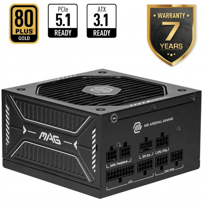 MSI 750W 80+ Gold MAG A750GLS PCIE5 Tam Modüler Power Supply