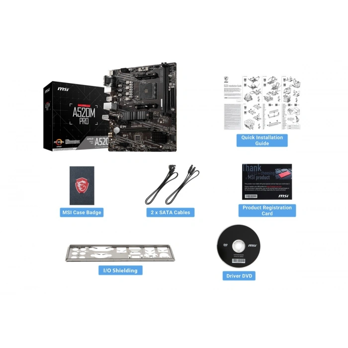 MSI A520M PRO DDR4 HDMI-DP PCIE 4.0 AM4 mATX