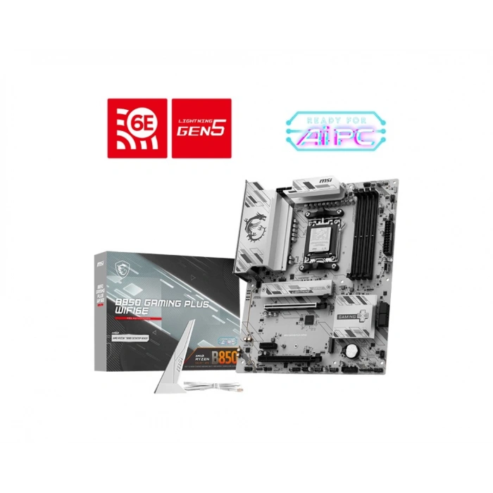 MSI B850 GAMING PLUS WIFI6E DDR5 HDMI-DP TYPEC PCIE 5.0 AM5 ATX BEYAZ