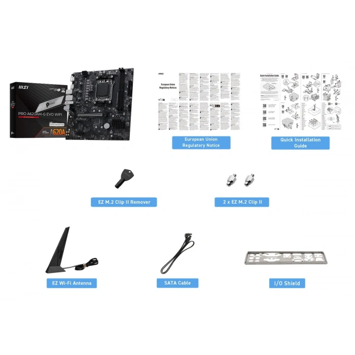 MSI PRO A620AM-G EVO WIFI6E DDR5 HDMI-DP PCIE 4.0 AM5 mATX
