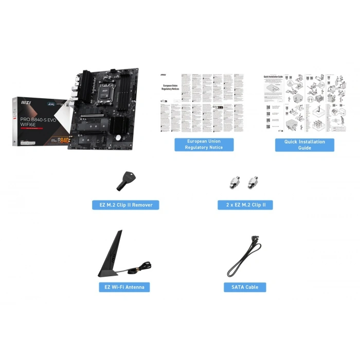 MSI PRO B840-S EVO WIFI6E DDR5 HDMI-TYPEC PCIE 4.0 AM5 ATX
