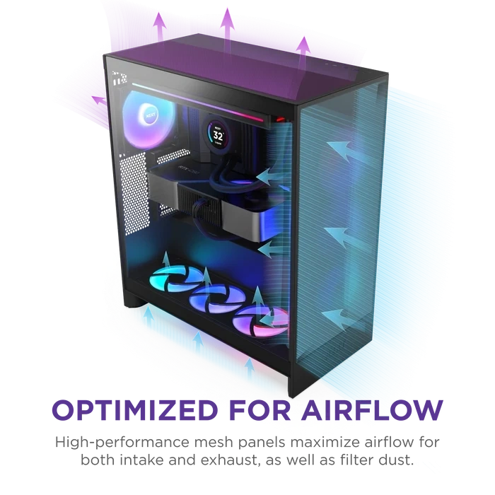 NZXT H7 FLOW 2024 CM-H72FB-R1 RGB Gaming EATX PC Kasası