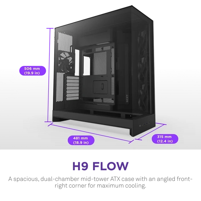NZXT H9 FLOW CM-H92FB-01 Gaming Mid Tower PC Kasası