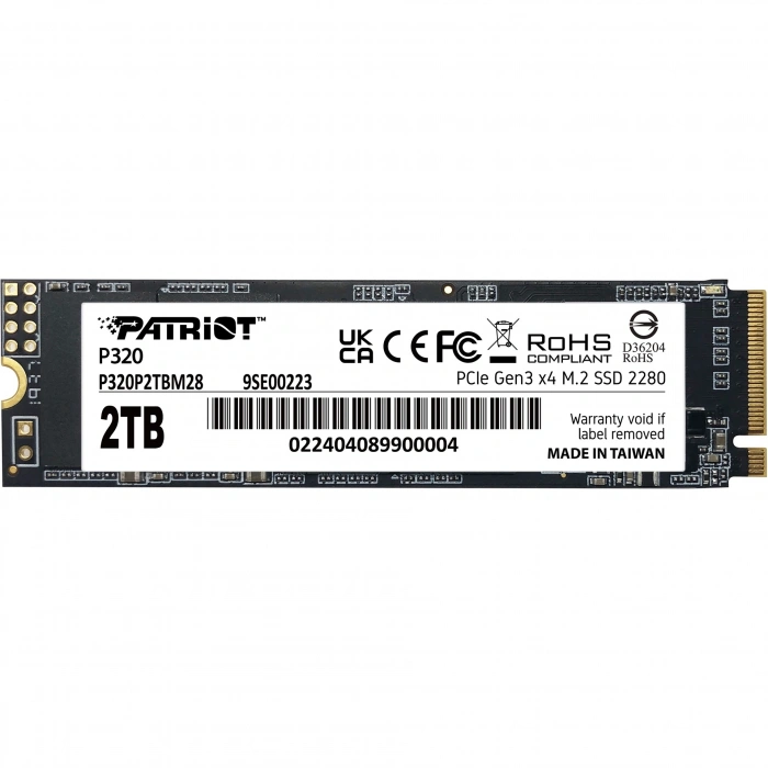 PATRIOT P320 2TB 3000/2200MB/s M2 PCIE GEN3 NVME SSD P320P2TBM28