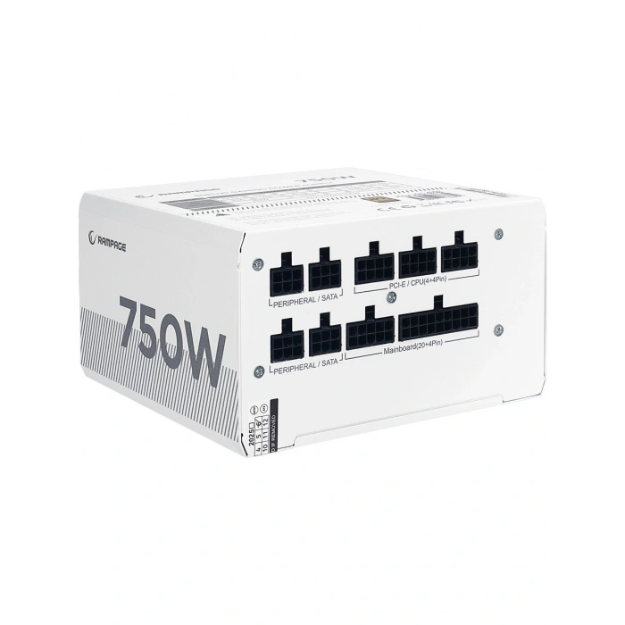 RAMPAGE 750W 80+ BRONZE MATE M750-80PB TAM MODULER POWER SUPPLY Beyaz