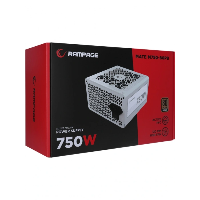 RAMPAGE 750W 80+ BRONZE MATE M750-80PB TAM MODULER POWER SUPPLY Beyaz