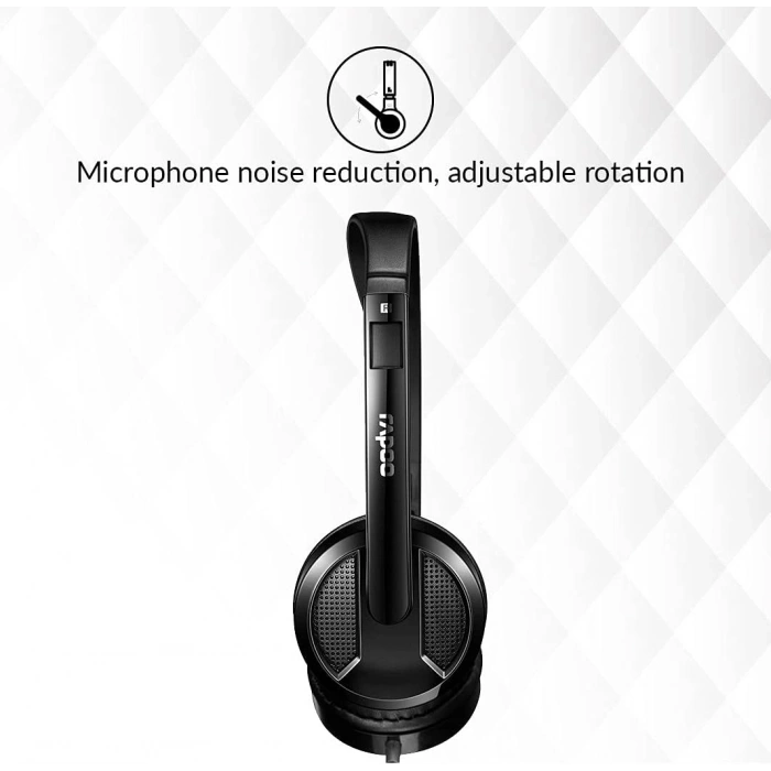 RAPOO H100 Kablolu Kulak Üstü Kulaklık - Mikrofonlu - 3.5mm - Siyah