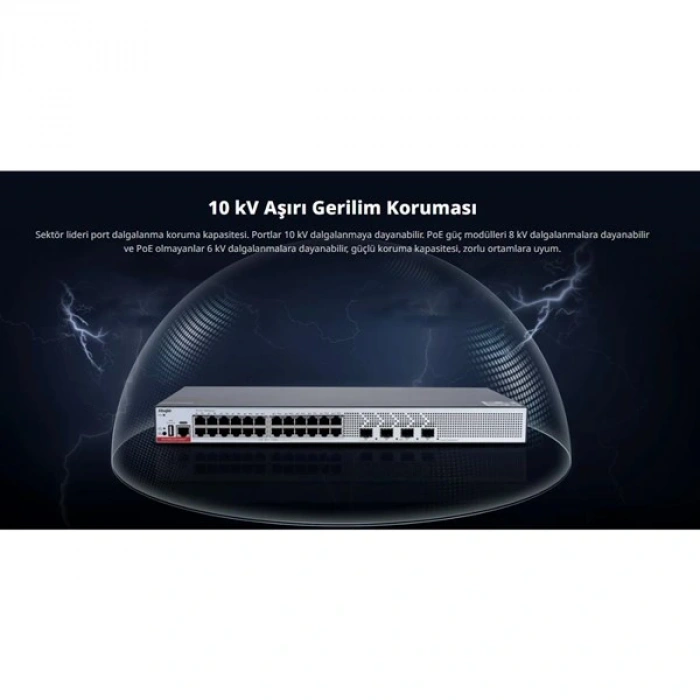 RUIJIE 24port RG-CS83-24GT4XS-P GIGABIT 4-SFP+ 10GBE 370W LAYER3 YÖNETİLEBİLİR POE SWITCH