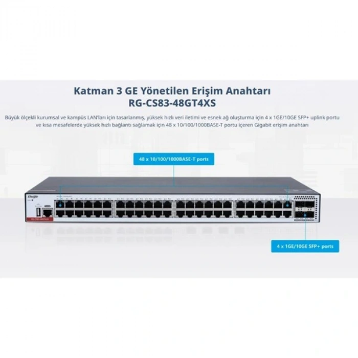 RUIJIE 48port RG-CS83-48GT4XS GIGABIT 4-SFP 10GBE YÖNETİLEBİLİR SWITCH
