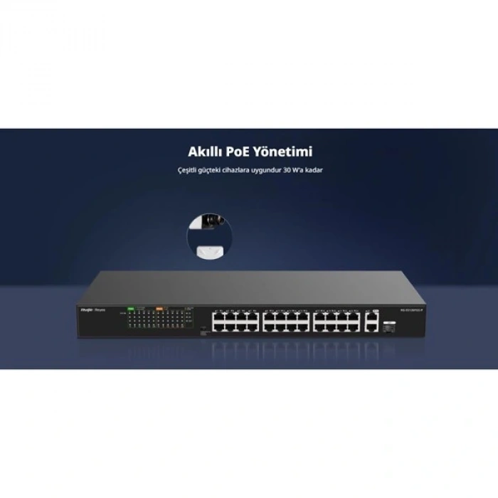 RUIJIE REYEE 16port RG-ES118FGS-LP 10/100 2-UPLINK 2-SFP 120W YÖNETİLEMEZ POE SWITCH
