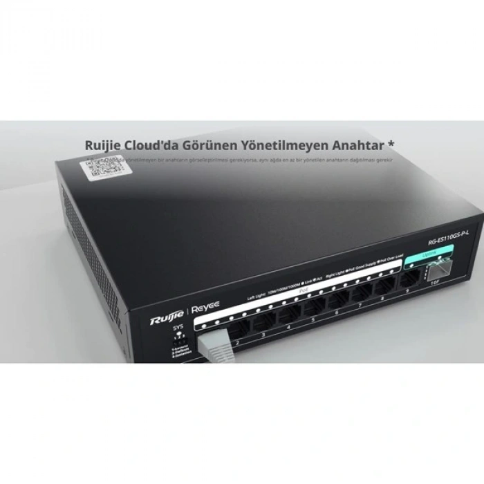 RUIJIE REYEE 8port RG-ES110GS-P-L GIGABIT 1-UPLINK 1-SFP 120W YÖNTİLEMEZ POE SWITCH