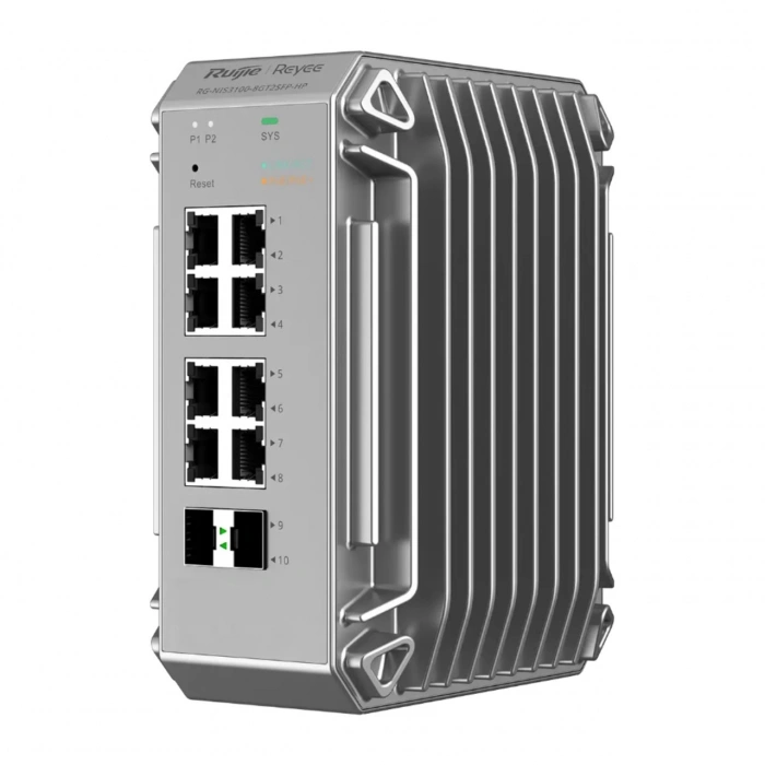 RUIJIE REYEE NIS3100-8GT2SFP-HP 8 PORT 10/100/1000 8 PORT POE 2 X SFP 240 WATT RUJIE CLOUD YONETILEBILIR ENDÜSTRİYEL SWITCH