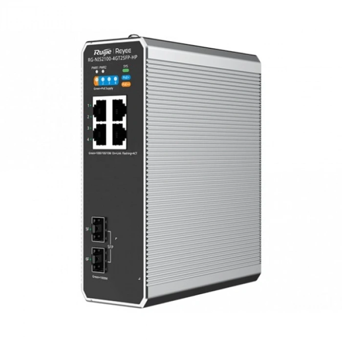 RUIJIE REYEE RG-NIS2100-4GT2SFP-HP 4 PORT 10/100/1000 4 PORT POE  2 X SFP 120W RUJIE CLOUD YONETILEBILIR ENDÜSTRİYEL SWI