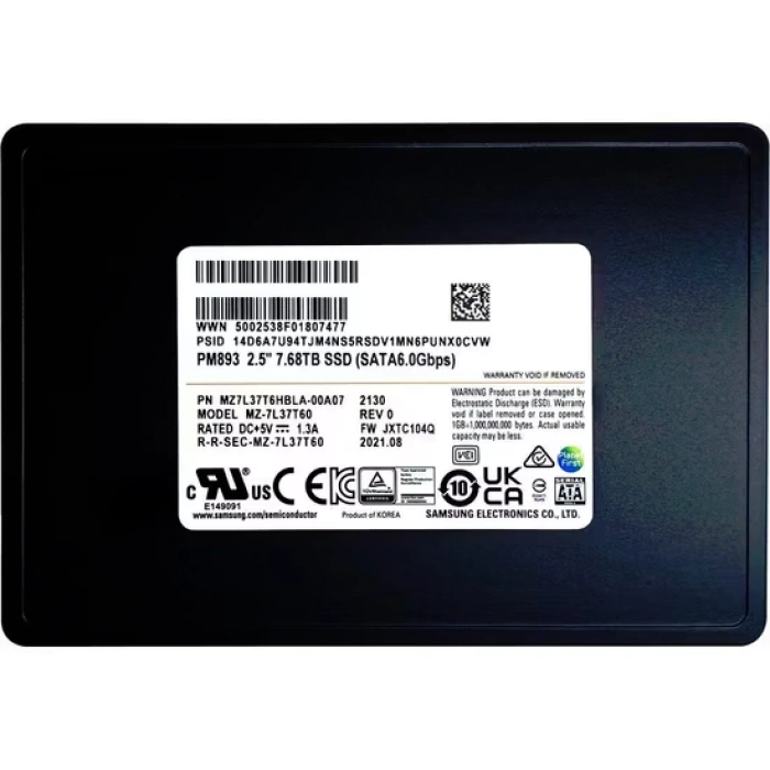 SAMSUNG 7.68TB 2.5 PM893 MZ7L37T6HBLA-00A07 Sata-3 Enterprise SSD Disk Kutusuz
