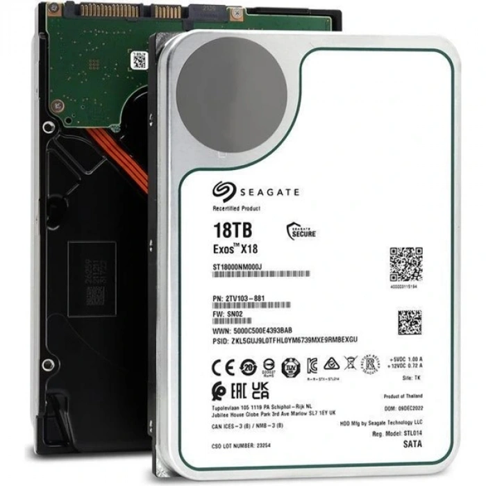 SEAGATE 3.5 18TB EXOS ST18000NM000J 256MB 7200RPM SATA-3 NAS VE GÜVENLİK DİSKİ
