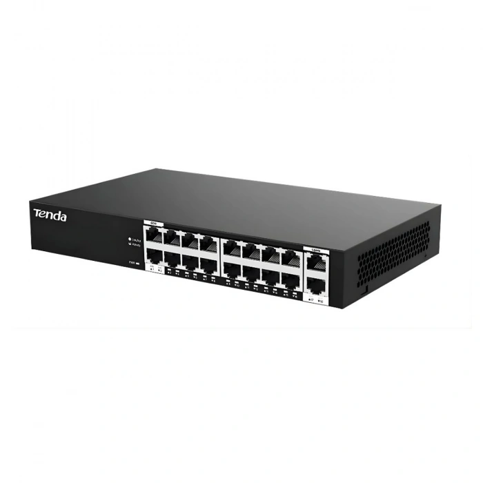 TENDA 16port 150w FULL PoE+ S218GPC-BH GIGABIT Yönetilemez Switch