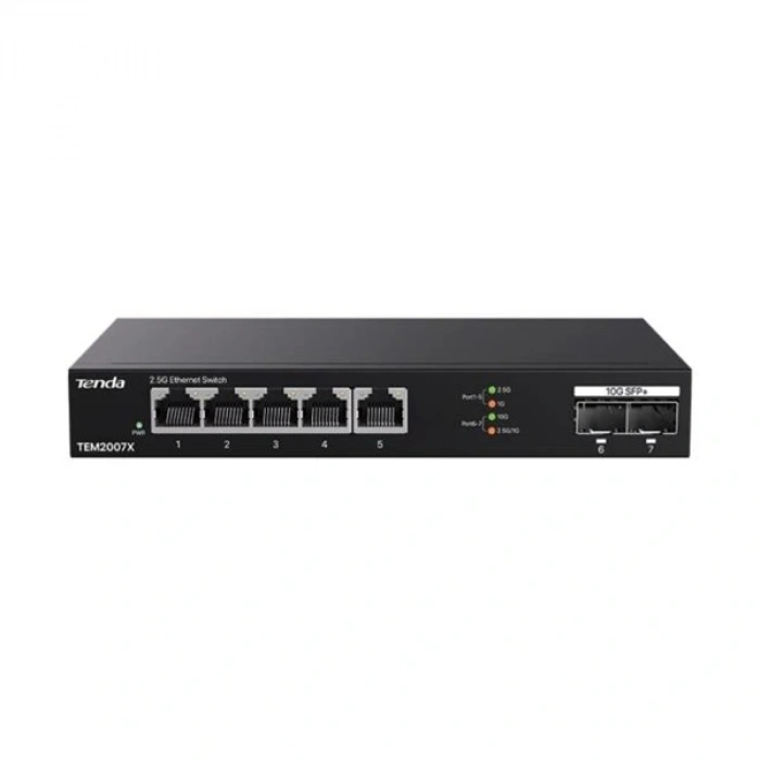 TENDA 5port TEM2007X 2.5 Gigabit 2-SFP 10GbE Yönetilemez Switch