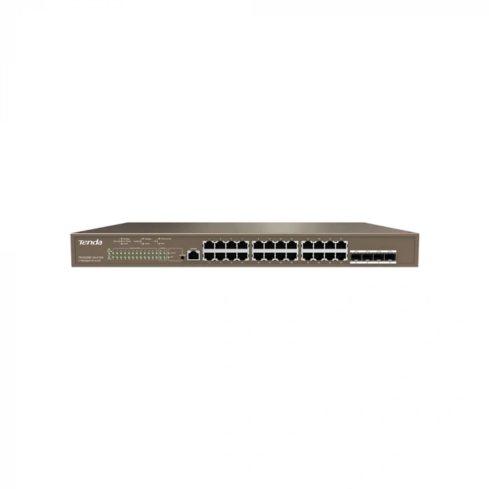 TENDA TEG5328P-24-410W 24 PORT POE 10/100/1000 410W YONETILEBILIR DESKTOP SWITCH