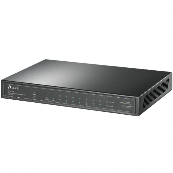 TP-LINK 8port PoE 63w 1-SFP Gigabit Yönetilemez Switch TL-SG1210P