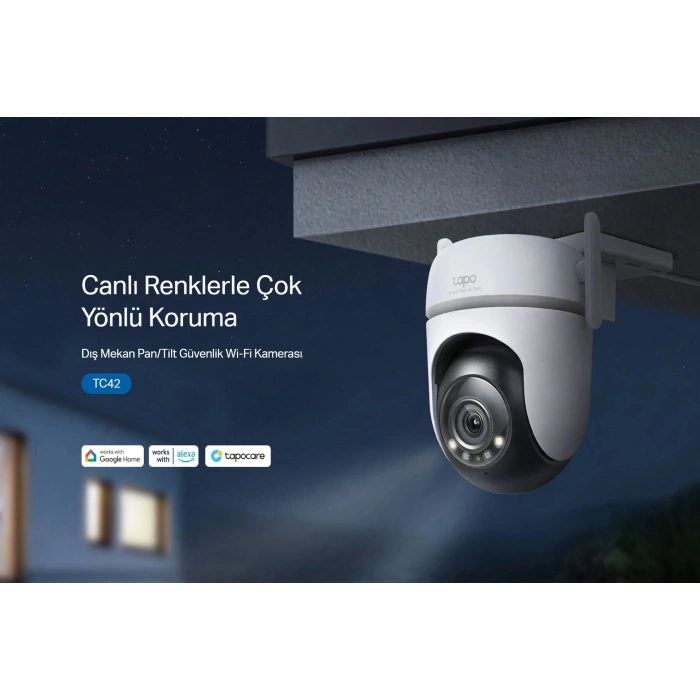 TP-LINK 4MP PT SpeedDome 3.2MM Wıfı Kablosuz Pan/Tilt Starlight IP66 AI IP Kamera Tapo TC42