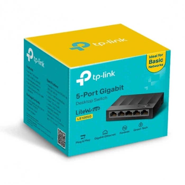 TP-LINK 5port LS1005G GIGABIT Yönetilemez Switch Masaüstü