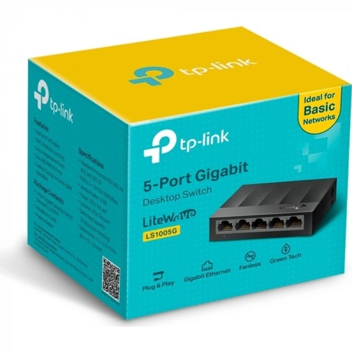 TP-LINK LS1005G 5 PORT 10/100/1000 YONETILEMEZ DESKTOP SWITCH PLASTİK KASA