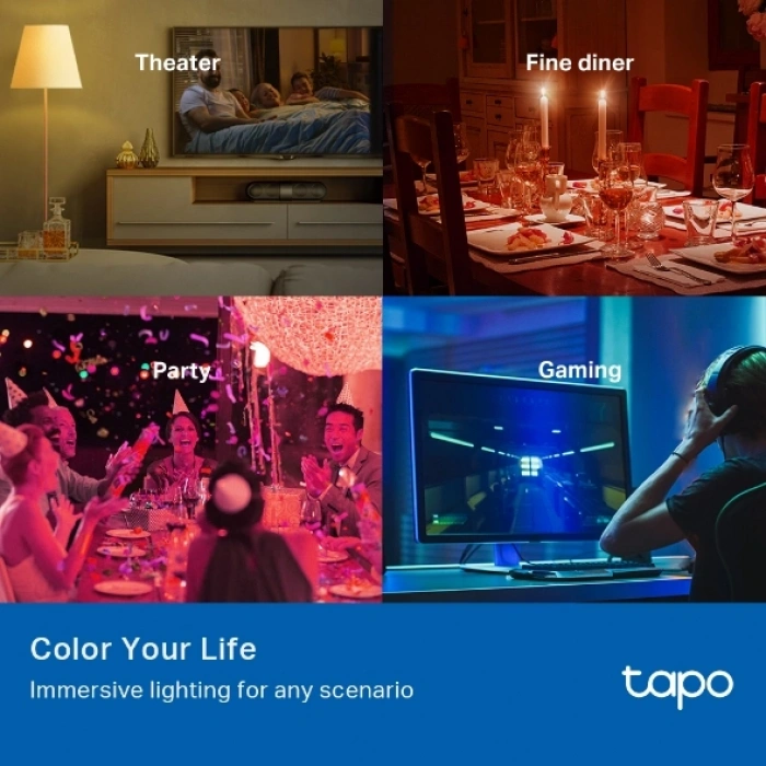 TP-LINK TAPO L530E Çok Renkli Akıllı Wi-Fi Ampulü 2li Paket