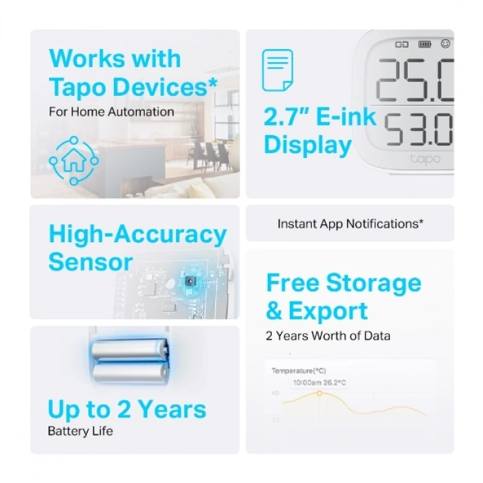 TP-LINK TAPO T315 Akıllı Sıcaklık ve Nem Sensörü