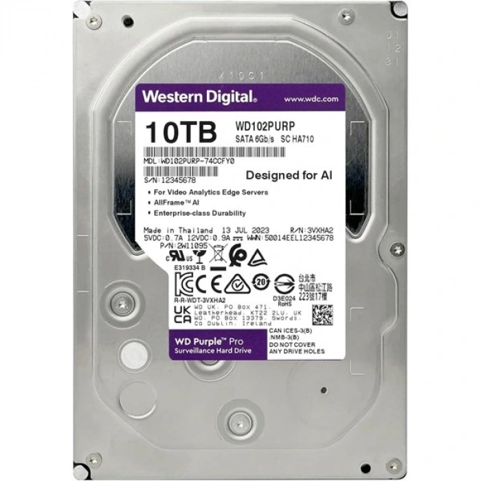 WD 10TB PURPLE PRO WD102PURP 512MB 7200RPM SATA-3 GÜVENLİK DİSKİ