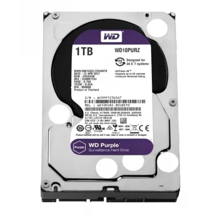 WD 3.5 1TB PURPLE WD10PURZ 5400 RPM 64MB SATA-3 Güvenlik Diski