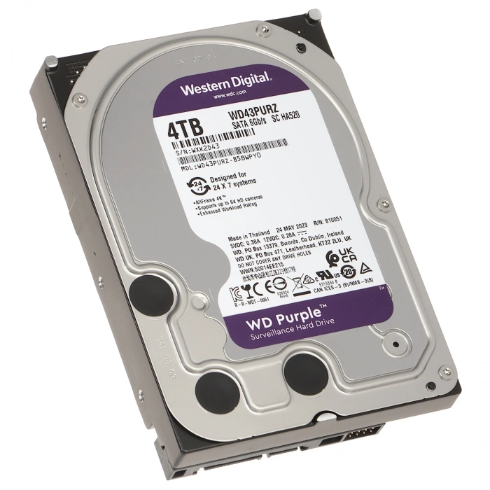 WD PURPLE 4TB 5400RPM 256MB SATA3 WD43PURZ 7/24 HDD