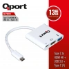 QPORT Q-TH03 TYPE-C TO HDMI/USB/TYPE-C ÇEVİRİCİ ADAPTÖR
