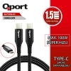 QPORT Q-TYPE-C1 1.5M TYPE-C 100W ŞARJ VE DATA KABLOSU