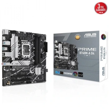 ASUS PRIME B760M-A D4-CSM DDR4 HDMI-DP PCIE 4.0 1700p mATX KURUMSAL ANAKART
