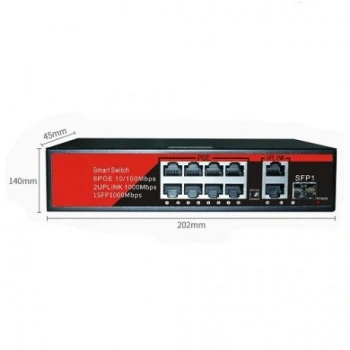 EZCOOL 8port EZ-08PSF-SFP GIGABIT 1-SFP 2-UPLINK 120W POE YÖNETİLEMEZ SWITCH