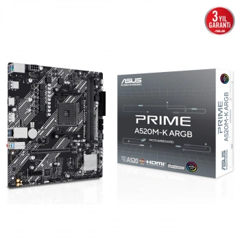 ASUS PRIME A520M-K ARGB DDR4 HDMI-DP PCIE 4.0 AM4 mATX