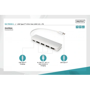 DIGITUS USB-C 4Port USB Çoklayıcı Hub (DA-70242-1)