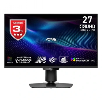 MSI 27 RAPID IPS MAG 274UPDF E16M 0.5MS 160HZ HDMI-DP PIVOT GAMING MONİTÖR 3840X2160