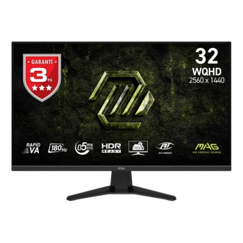 MSI 31.5 FLAT VA RAPID MAG 325QF E18V 0.5MS 180Hz HDMI-DP Gaming Monitör 2560X1440