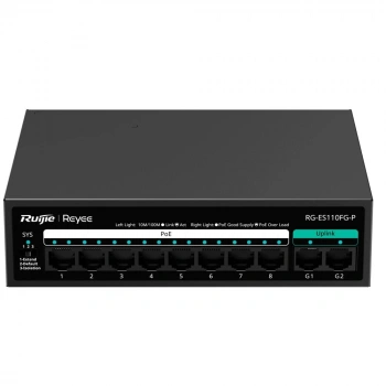 RUIJIE REYEE RG-ES110FG-P 8 PORT 10/100 8 PORT POE 2 PORT GIGABIT UPLINK 110W YONETILEMEZ DESKTOP SWITCH