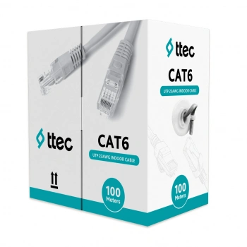 TTEC KBL-CAT6-23CCA/IN100G 100MT U/UTP CAT6 NETWORK PVC KABLO GRI CCA 0.55MM