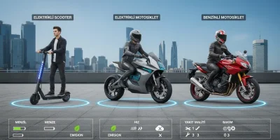 Elektrikli Scooter, Elektrikli Motosiklet ve Benzinli Motosiklet Karşılaştırması