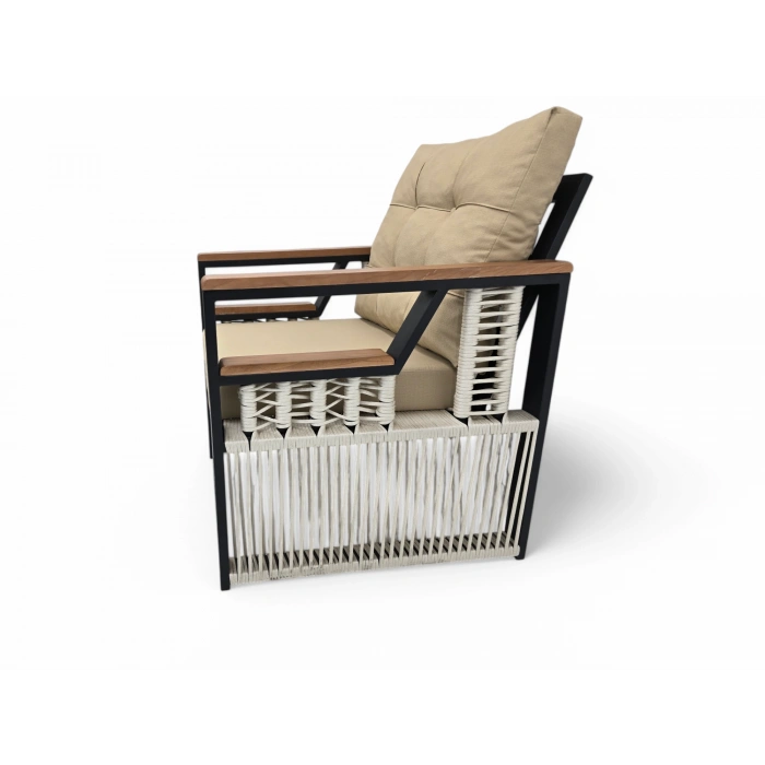 RELAKS İP ÖRGÜ METAL ÜÇLÜ OTURMA GRUBU